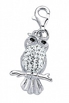 925 Sterling Silver Crystal Owl Charm