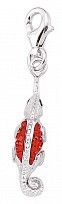 925 Sterling Silver Crystal Lizard Charm with Red Crystal