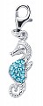 925 Sterling Silver Crystal Aqua Seahorse Charm