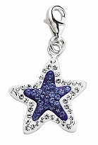 925 Sterling Silver Star Charm with Blue & White Crystals