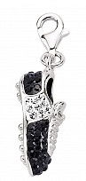 925 Sterling Silver Crystal Black Football Boot Charm