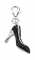 925 Sterling Silver Crystal Black High Heel Charm
