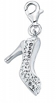 925 Sterling Silver Crystal White High Heel Charm
