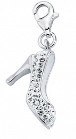 925 Sterling Silver Crystal White High Heel Charm