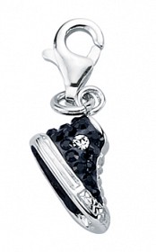 925 Sterling Silver Crystal Black Converse Charm