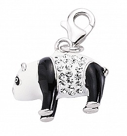 925 Sterling Silver Crystal & Enamel Panda Charm
