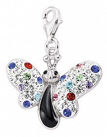 925 Sterling Silver Multi Coloured Crystal Butterfly Charm