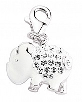 925 Sterling Silver Enamel & Crystal Elephant Charm