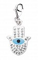 925 Sterling Silver Crystal & Enamel Hamsa Evil Eye Charm