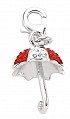 925 Sterling Silver Ruby & White Crystal Umbrella Charm