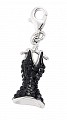 925 Sterling Silver Black Crystal Bodice Charm