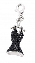 925 Sterling Silver Black Crystal Bodice Charm