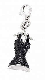925 Sterling Silver Black Crystal Bodice Charm