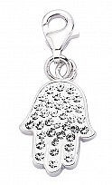 925 Sterling Silver Crystal Hamsa Charm