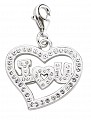 925 Sterling Silver Crystal 'I Love You' Charm