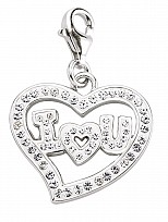 925 Sterling Silver Crystal 'I Love You' Charm