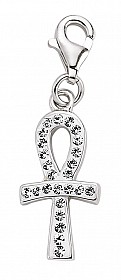 925 Sterling Silver Crystal Egyptian Cross Charm