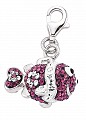 925 Sterling Silver Amethyst & White Crystal Fish Charm