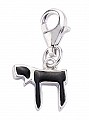 925 Sterling Silver Black Enamel Chai Charm