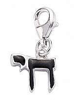 925 Sterling Silver Black Enamel Chai Charm