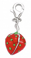 925 Sterling Silver Enamel Strawberry Charm