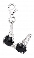925 Sterling Silver Enamel Black Bra Charm