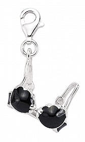 925 Sterling Silver Enamel Black Bra Charm