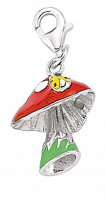 925 Sterling Silver Enamel Mushroom Charm