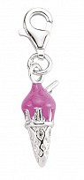 925 Sterling Silver Pink Enamel Ice Cream Cone Charm