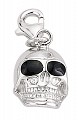 925 Sterling Silver Black Enamel Skull Head Charm