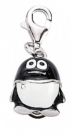 925 Sterling Silver Enamel Penguin Charm