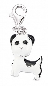 925 Sterling Silver Enamel Dog Charm