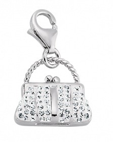 925 Sterling Silver White Crystal Handbag Charm
