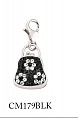 925 Sterling Silver Black & White Crystal Flower Handbag Charm