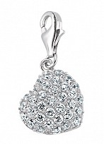 925 Sterling Silver White Crystal Heart Charm