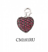 925 Sterling Silver Ruby Crystal Heart Charm