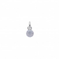 Silver & Aqua Blue CZ Circle Disc Charm Disc