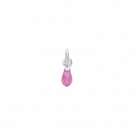 Silver Pink Crytal Stone Charm