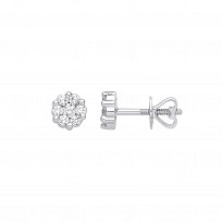 9ct White Gold Diamond Round Stud Earrings