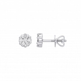 9ct White Gold Diamond Round Stud Earrings