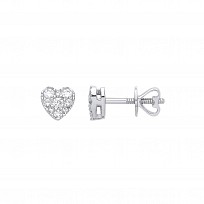 9ct White Gold Diamond Heart Stud Earrings