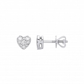 9ct White Gold Diamond Heart Stud Earrings
