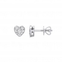 9ct White Gold Diamond Heart Stud Earrings