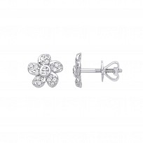 9ct White Gold Diamond Flower Stud Earrings