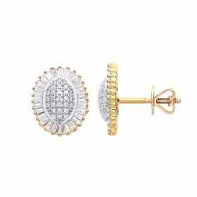 9ct Yellow Gold Diamond Stud Earrings