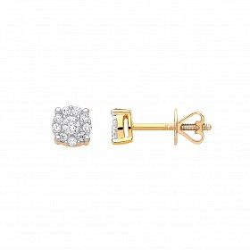 9ct Yellow Gold Diamond Stud Earrings