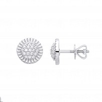 9ct White Gold Diamond Round Stud Earrings