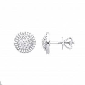 9ct White Gold Diamond Round Stud Earrings