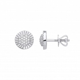 9ct White Gold Diamond Round Stud Earrings