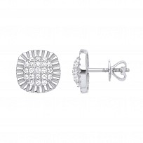 9ct White Gold Diamond Cushion Stud Earrings